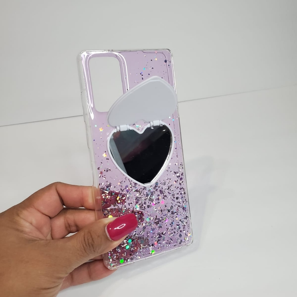 Purple Glittery Heart Case for Samsung Note 20
